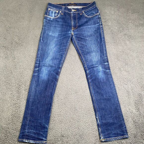 Nudie Thin Finn Jeans Dark Wash Indigo Blue 31x32L Measures 29.5x29 - Picture 1 of 13